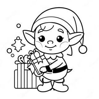 Cute Elf With Presents Coloring Page 1072-848