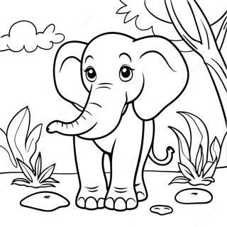 Majestic Elephant In The Jungle Coloring Page 10812-8966