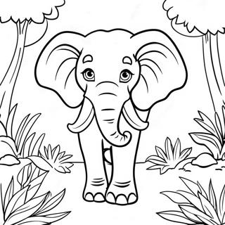 Majestic Elephant In The Jungle Coloring Page 10812-8967