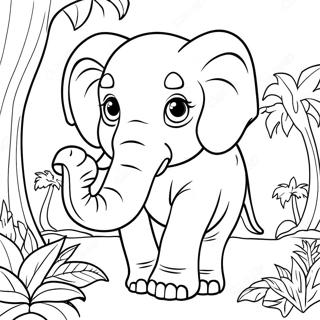 Majestic Elephant In The Jungle Coloring Page 10812-8968