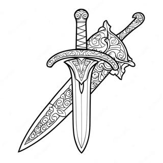 Fantasy Sword With Gems Coloring Page 1082-857