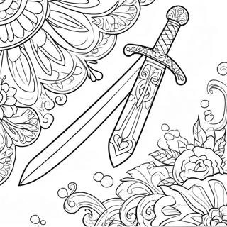 Fantasy Sword With Gems Coloring Page 1082-858