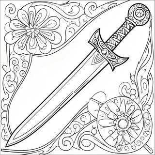 Fantasy Sword With Gems Coloring Page 1082-860