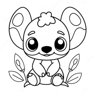 Cute Stitch With Flowers Coloring Page 10832-8980