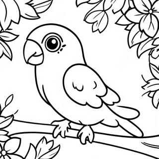 Colorful Parakeet In A Tropical Tree Coloring Page 10872-9009