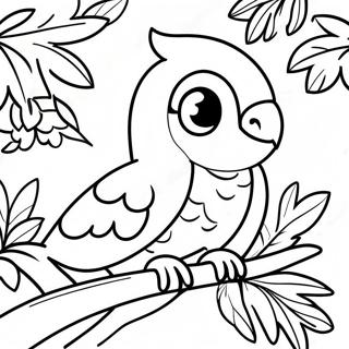 Colorful Parakeet In A Tropical Tree Coloring Page 10872-9011