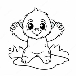 Cute Yeti Playing In Snow Coloring Page 10932-9053