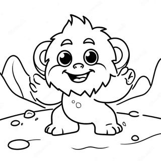 Cute Yeti Playing In Snow Coloring Page 10932-9054