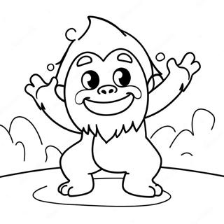 Cute Yeti Playing In Snow Coloring Page 10932-9055