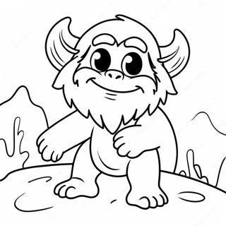 Cute Yeti Playing In Snow Coloring Page 10932-9056