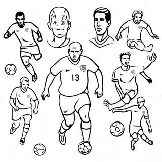 Exciting World Cup Soccer Players Coloring Page 10982-9095