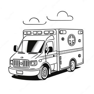 Emergency Ambulance With Lights Coloring Page 1102-884