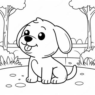 Cute Puppy Dog Playing In The Park Coloring Page 11032-9134