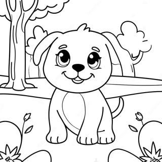 Cute Puppy Dog Playing In The Park Coloring Page 11032-9135