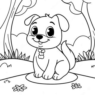 Cute Puppy Dog Playing In The Park Coloring Page 11032-9136