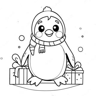 Cute Christmas Penguin Coloring Page 11072-9162