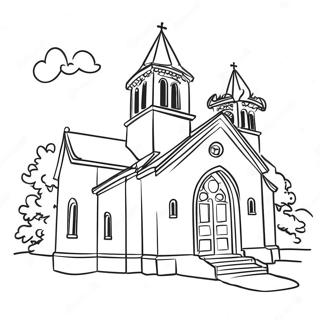 Beautiful Church Exterior Coloring Page 11082-9169