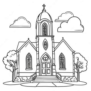 Beautiful Church Exterior Coloring Page 11082-9171