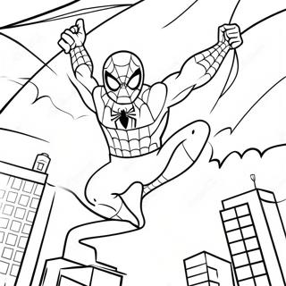 Spiderman Swinging Through Halloween Night Coloring Page 11122-42921