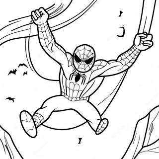 Spiderman Swinging Through Halloween Night Coloring Page 11122-42922