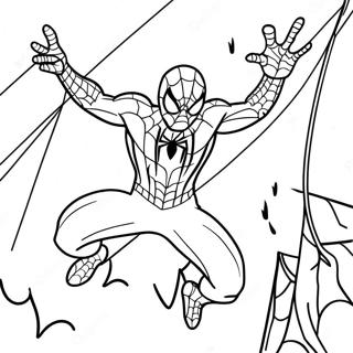 Spiderman Swinging Through Halloween Night Coloring Page 11122-42924