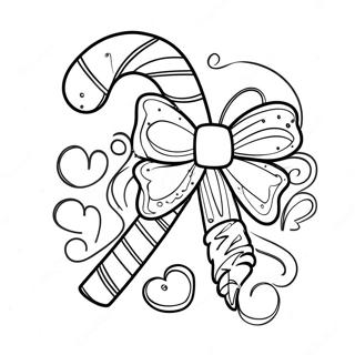 Whimsical Candy Cane With Bow Coloring Page 11152-9227