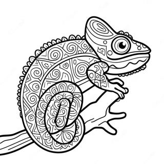 Colorful Chameleon On A Branch Coloring Page 11162-9249