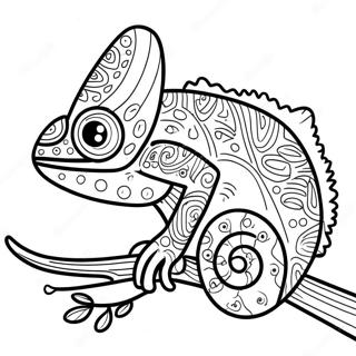 Colorful Chameleon On A Branch Coloring Page 11162-9250