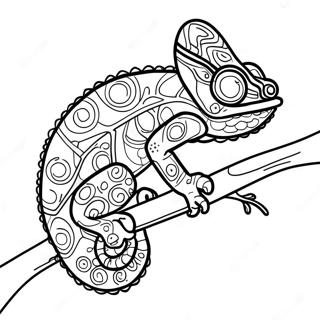 Colorful Chameleon On A Branch Coloring Page 11162-9252