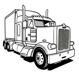 Big Peterbilt Semi Truck On The Highway Coloring Page 11172-9239