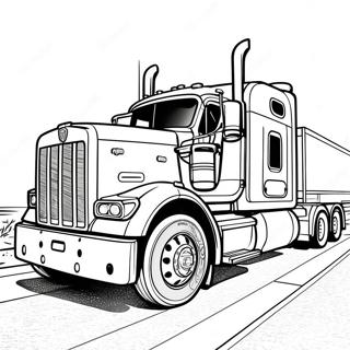 Big Peterbilt Semi Truck On The Highway Coloring Page 11172-9240