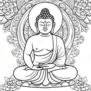 Peaceful Buddha Meditation Coloring Page 11182-9247