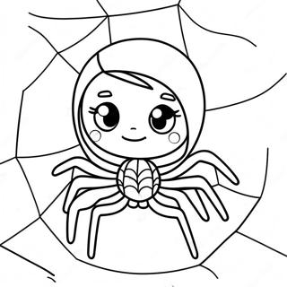 Cute Spider Girl With Web Coloring Page 11222-9281