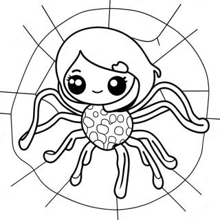 Cute Spider Girl With Web Coloring Page 11222-9284