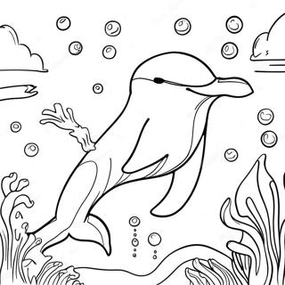 Realistic Dolphin Swimming In Ocean Coloring Page 11271-9318