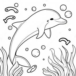 Realistic Dolphin Swimming In Ocean Coloring Page 11271-9319