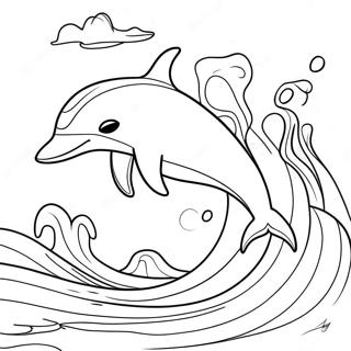 Playful Dolphin Jumping Over Waves Coloring Page 11272-9321