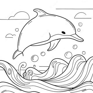 Playful Dolphin Jumping Over Waves Coloring Page 11272-9323