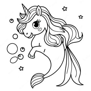 Sparkling Unicorn Mermaid Underwater Coloring Page 11292-9337