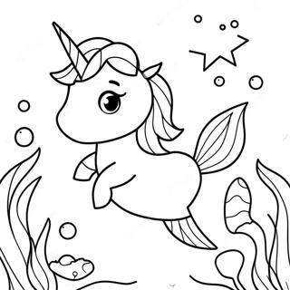 Sparkling Unicorn Mermaid Underwater Coloring Page 11292-9338