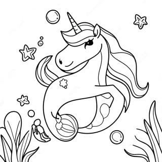 Sparkling Unicorn Mermaid Underwater Coloring Page 11292-9339