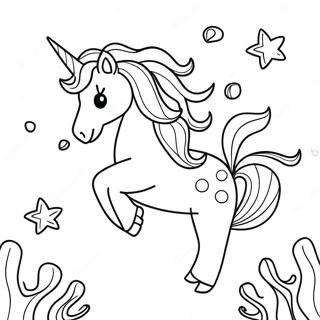 Sparkling Unicorn Mermaid Underwater Coloring Page 11292-9340