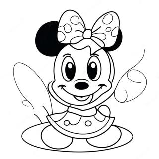 Cute Minnie Mouse With Bow Coloring Page 112-89