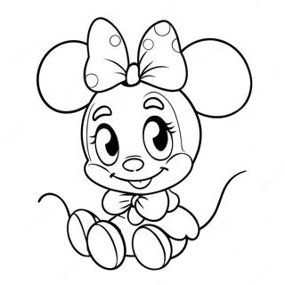 Cute Minnie Mouse With Bow Coloring Page 112-90