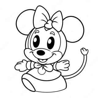 Cute Minnie Mouse With Bow Coloring Page 112-91