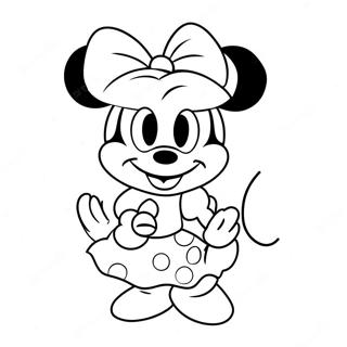 Cute Minnie Mouse With Bow Coloring Page 112-92