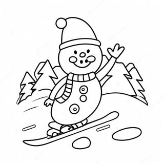 Fun Skiing Snowman Coloring Page 11312-9355