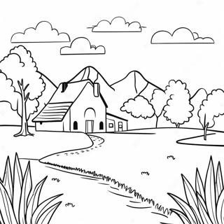 Beautiful Country Landscape Coloring Page 11322-9361