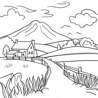 Beautiful Country Landscape Coloring Page 11322-9363