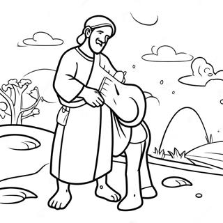 Compassionate Good Samaritan Helping A Traveler Coloring Page 11332-42925